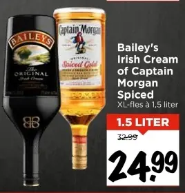 Aanbieding: Bailey's Irish Cream of Captain Morgan Spiced