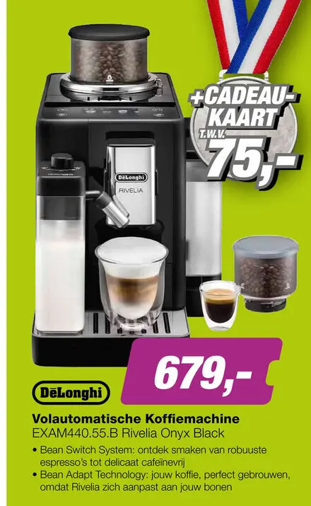 Aanbieding: DeLonghi EXAM440.55.B Rivelia Volautomatische Koffiemachine Onyx Black