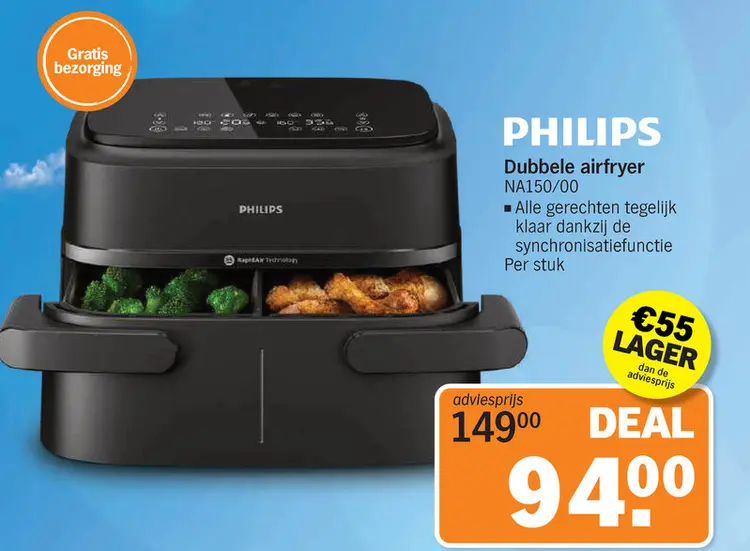 Promotie: Dubbele airfryer NA150/00