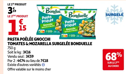 Offre: Pasta poêlée gnocchi tomates & mozarella surg