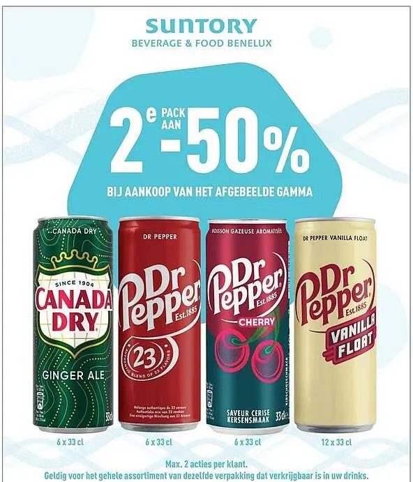 Promotie: Canada Dry Ginger Ale, Dr. Pepper, Dr. Pepper