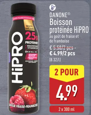 Offre: Boisson protéinée HiPRO au goût de fraise et 