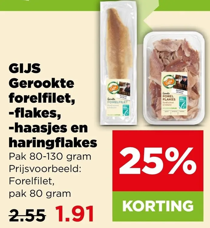 Aanbieding: Gerookte forelfilet, -flakes, -haasjes en haringflakes