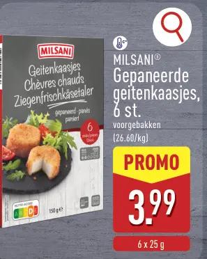 Promotie: MILSANI Gepaneerde geitenkaasjes