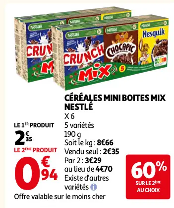 Promotie: Céréales mini boites mix