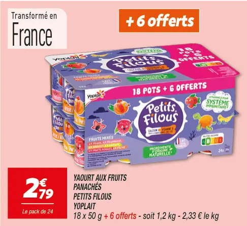 Offre: Yaourt aux fruits panachés