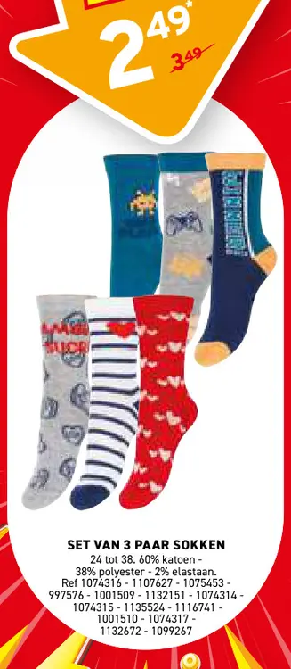 Promotie: Set van 3 paar sokken