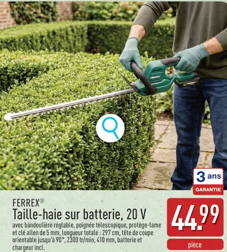 Offre: Taille-haie sur batterie, 20 V