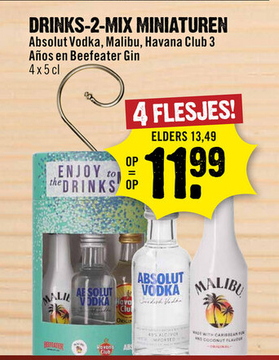 Aanbieding: Drinks-2-Mix miniaturen 4 x 5 cl