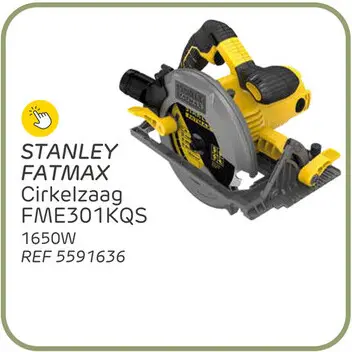Promotie: Stanley fatmax cirkelzaag fme301kqs 1650w