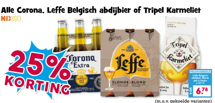 Aanbieding: Corona, Leffe Belgisch abdijbier of Tripel Karmeliet