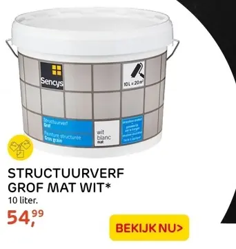 Aanbieding: STRUCTUURVERF GROF MAT WIT*