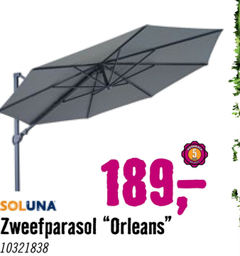 Aanbieding: SOLUNA Zweefparasol Orléans met kruisvoetstandaard donkergrijs Ø 300 cm