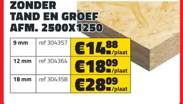 Aanbieding: ZONDER TAND EN GROEF AFM. 2500X1250