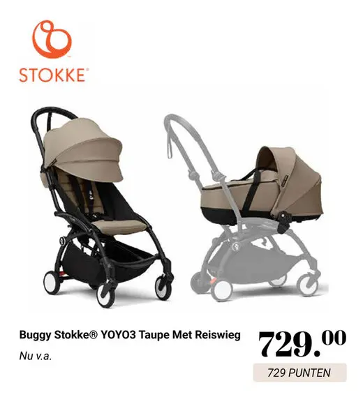 Aanbieding: Buggy Stokke® YOYO3 Taupe Met Reiswieg