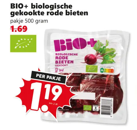 Aanbieding: Biologische gekookte rode bieten