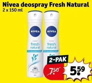 Aanbieding: Nivea deospray Fresh Natural