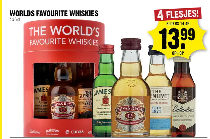 Aanbieding: Worlds Faourite Whiskies 4x5cl