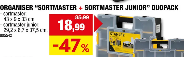 Aanbieding: Stanley Sortmaster + Sortmaster Junior organizer
