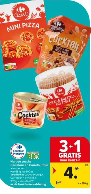 Promotie: Hartige snacks Carrefour en Carrefour Bio all