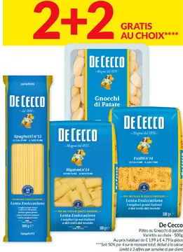 Offre: De Cecco Pâtes ou Gnocchi di patate