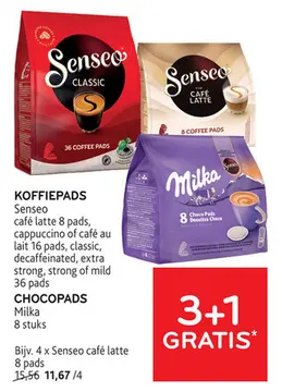 Aanbieding: Senseo koffiepads en Milka chocopads