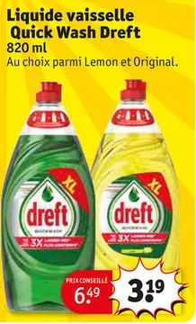 Offre: Liquide vaisselle Quick Wash