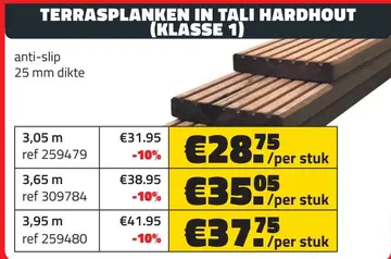 Aanbieding: TERRASPLANKEN IN TALI HARDHOUT (KLASSE 1)