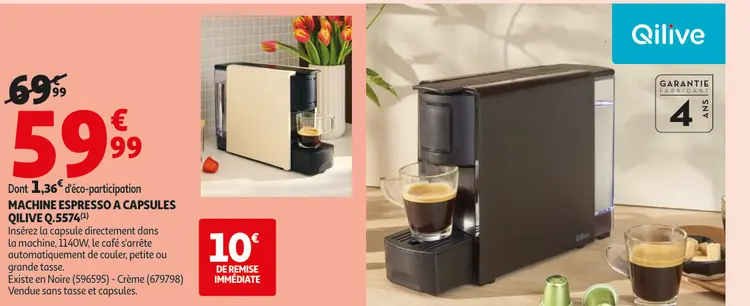 Offre: Machine espresso a capsules Qilive q.5574