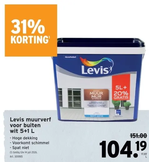 Promotie: Levis muurverf voor buiten wit