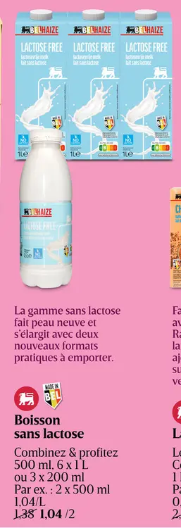 Offre: Boisson sans lactose