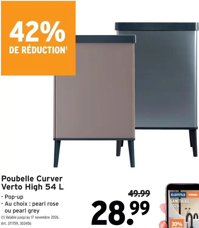Offre: Poubelle Verto High 54 L