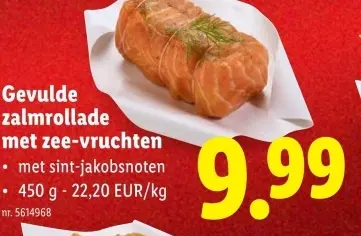 Promotie: Gevulde zalmrollade met zee-vruchten