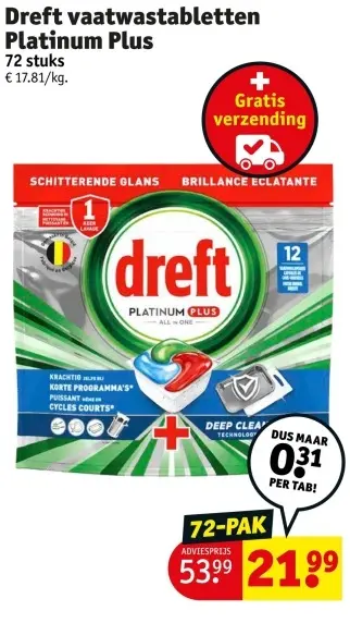 Aanbieding: vaatwastabletten Platinum Plus