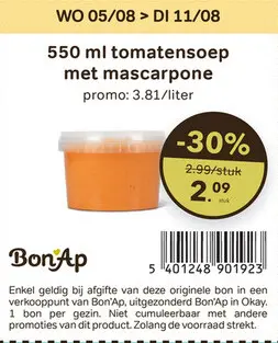Promotie: Tomatensoep met mascarpone