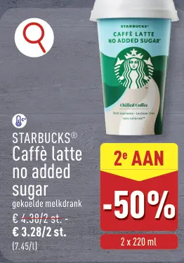 Promotie: Caffè latte no added sugar