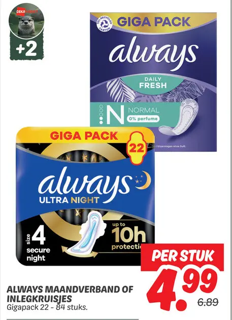 Aanbieding: Always maandverband of inlegkruisjes