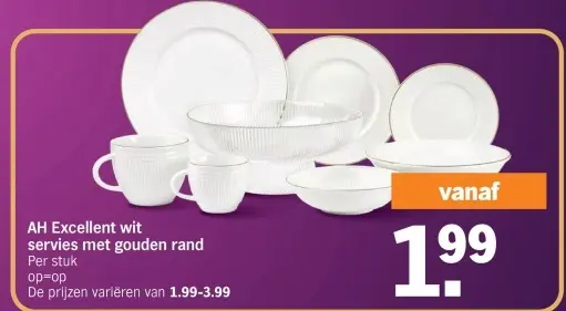 Aanbieding: Excellent wit servies met gouden rand