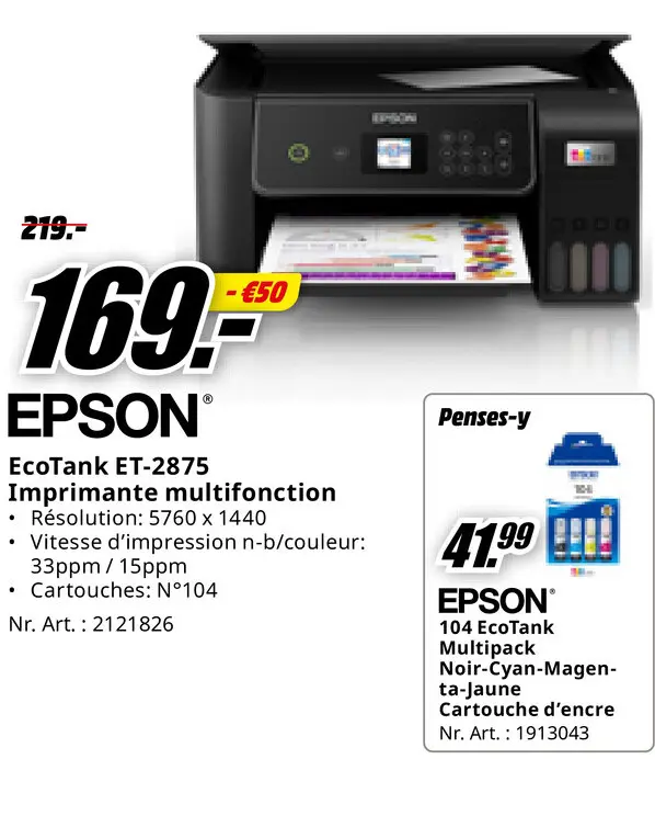 Offre: EcoTank ET-2875 Imprimante multifonction