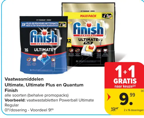 Promotie: Finish Vaatwasmiddelen Ultimate, Ultimate Plus en Quatum Finish