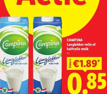Aanbieding: Langlekker volle of halfvolle melk