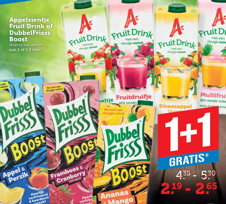 Aanbieding: Fruit Drink of DubbelFrisss Boost