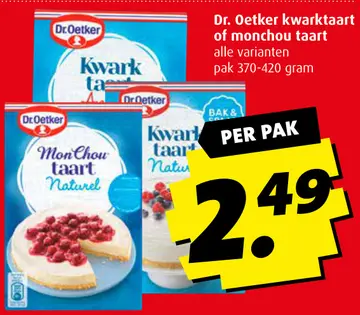 Aanbieding: Dr. Oetker kwarktaart of monchou taart