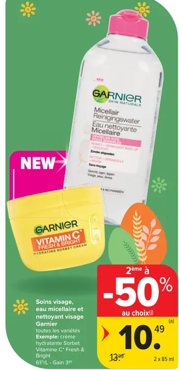 Offre: Soins visage, eau micellaire et nettoyant visage