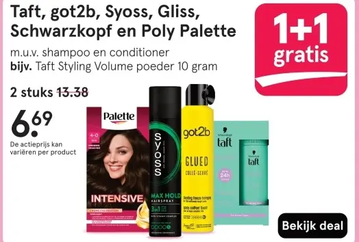Aanbieding: Taft, got2b, Syoss, Gliss, Schwarzkopf en Poly Palette