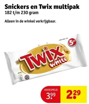 Aanbieding: Snickers en Twix multipak
