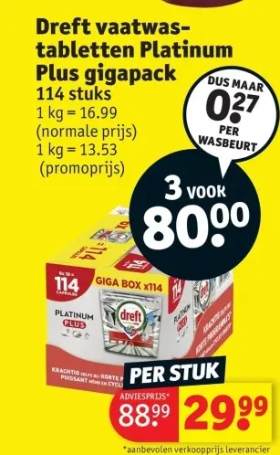 Promotie: Vaatwastabletten Platinum Plus gigapack