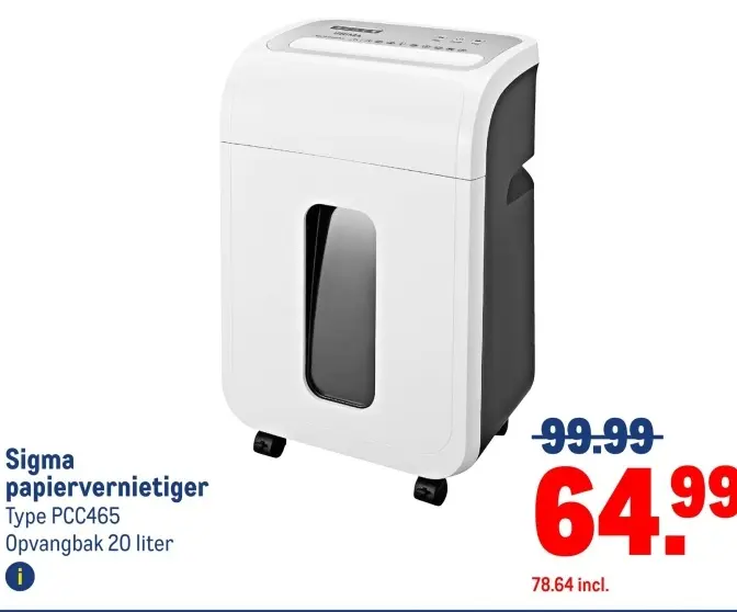 Aanbieding: Sigma papiervernietiger