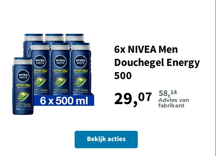 Promotie: 6x NIVEA Men Douchegel Energy 500