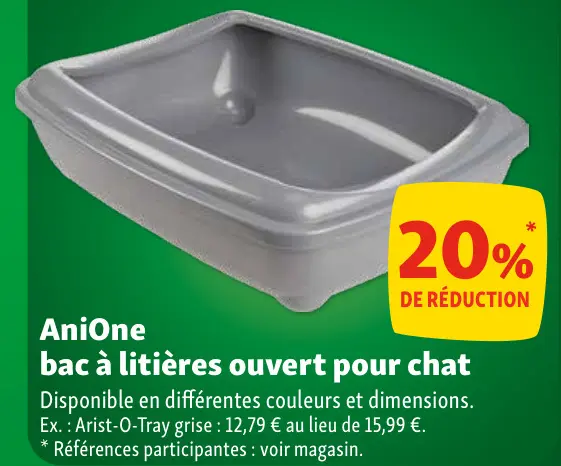 Offre: Bac à litières ouvert pour chat